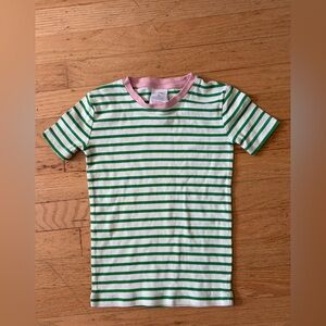 Mini Boden white and green crew neck ringer tee shirt